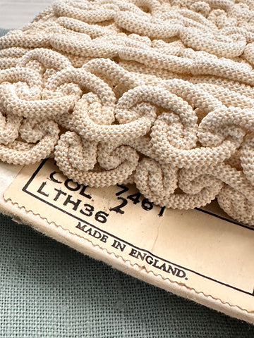 Vintage White Corded Knot Trim Mid-Century Made in England HTCB 1.5cm Wide