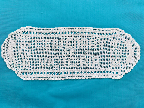 Vintage Hand Crochet Centenary of Victoria Doily 31cm x 12cm