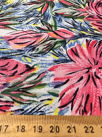 LAST 1/2m: Vintage Fabric 50s Magical Tropical Cotton 88cm x 50cm