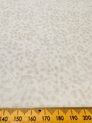 Modern Fabric Quilt Cotton Pale Cool Grey All Over Twigs & Buds on White 108cm Wide