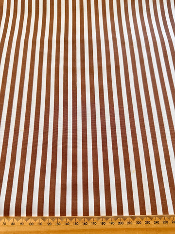 Vintage Fabric 1950s 1960s? Classic Chocolate Stripe on Crispy Cotton 88cm Wide