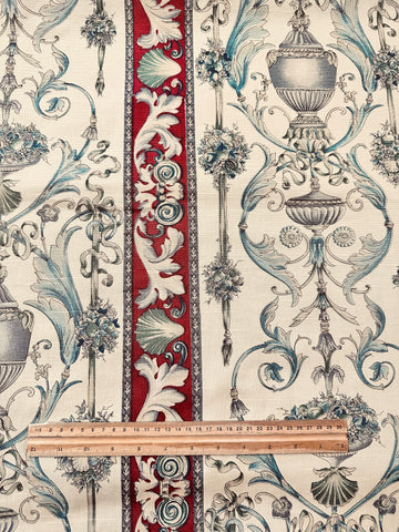 Vintage Fabric Giralda Pepe Penalver Spain Hand Printed Linen Cotton Upholstery 70cm Wide