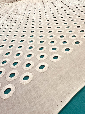 Vintage Fabric 60s 70s Light Weight Cotton Swiss? Eyelet 124cm Wide