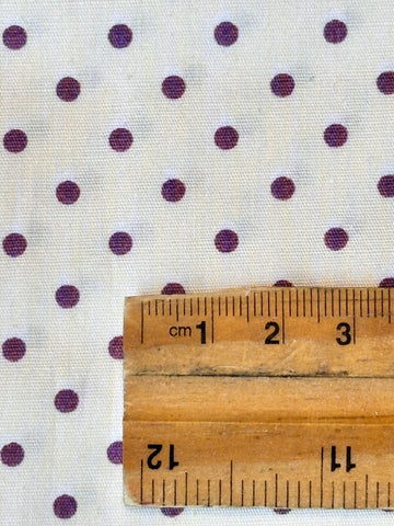 Modern? Vintage 80s? Fabric Sweet Tiny Dark Lavender Dots on Cream Quilt Cotton 112cm Wide