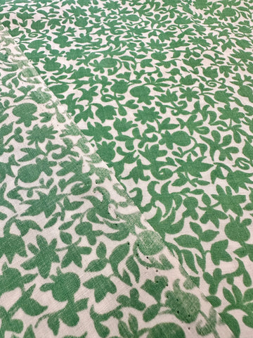 Vintage Fabric 1930s? 40s? Rare Tootal Namrit Cotton w/ Art Deco Green Simple Flowers 88cm Wide