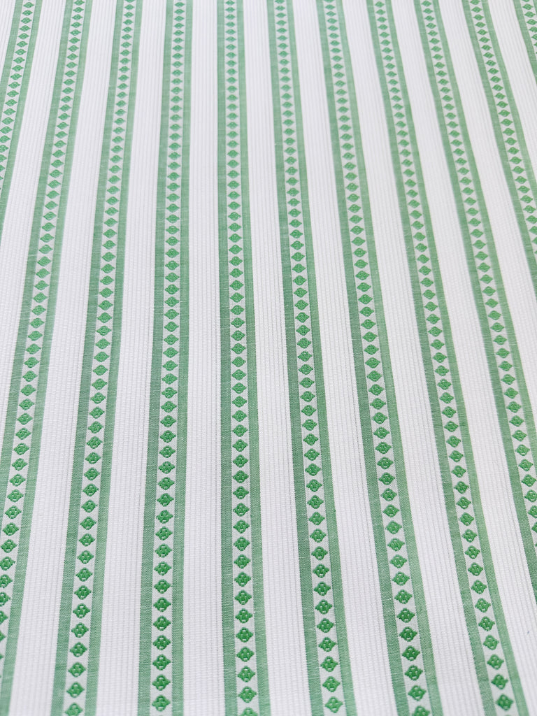 Vintage Fabric 1950s 1960s Cotton Pique w/ Fancy Weave Stripe 88cm Wide