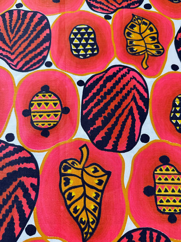 LAST PIECE Vintage Fabric 1960s? Super Special Intense Colours Fruit Leaves Cotton 88cm x 50cm