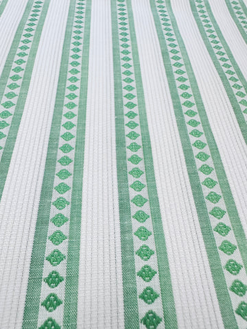 Vintage Fabric 1950s 1960s Cotton Pique w/ Fancy Weave Stripe 88cm Wide