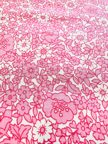 Vintage Fabric Cotton Sheeting 2000s Sheridan Pink Floral 125cm Wide