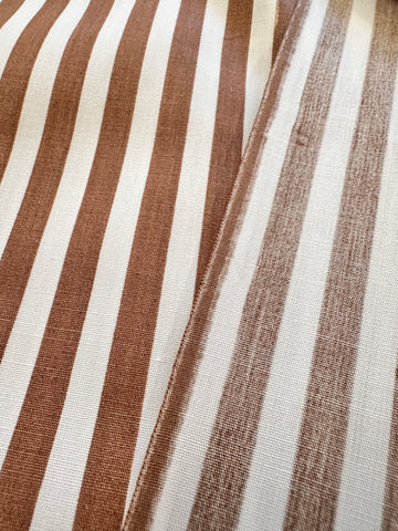 Vintage Fabric 1950s 1960s? Classic Chocolate Stripe on Crispy Cotton 88cm Wide