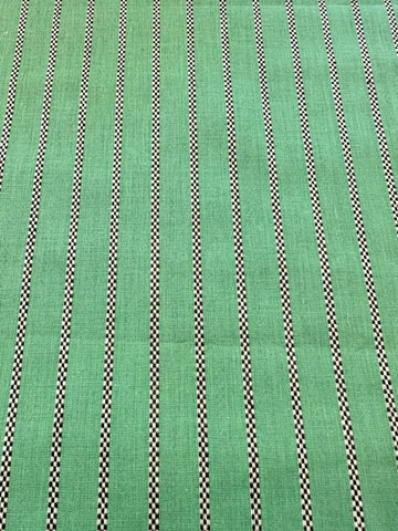FAT QUARTER Vintage Fabric 1930s Classic Black & White Check on Green Crispy Cotton 88cm Wide