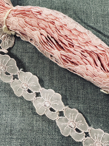 Vintage Pale Pink Lace Trim Mid-Century Made in Austria 2.5cm Wide