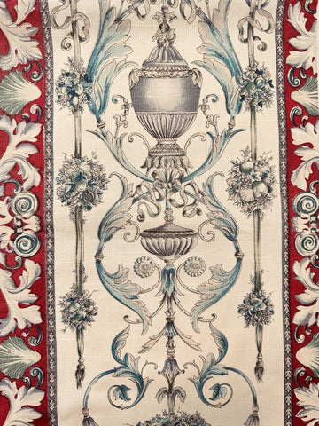 Vintage Fabric Giralda Pepe Penalver Spain Hand Printed Linen Cotton Upholstery 70cm Wide