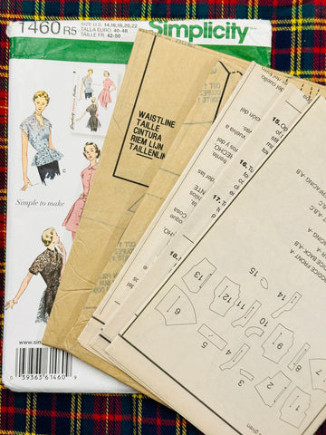 TUNIC & PEPLUM BLOUSE: Simplicity Sewing Pattern 2014/1950s Sizes 14-22 Unused FF *1460