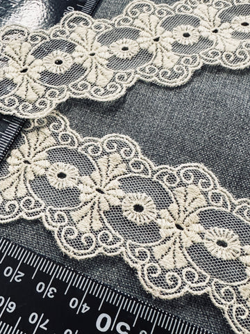 Vintage Cream Lace Trim Mid-Century Intricate 4.3cm Wide