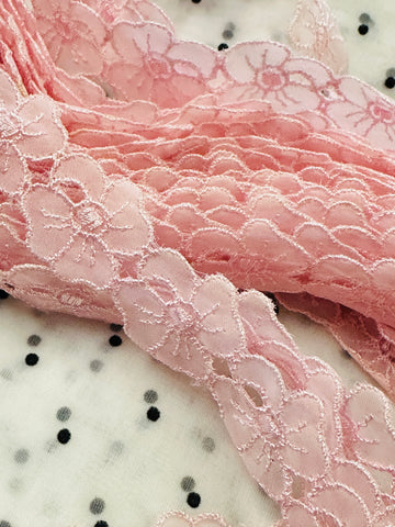 Vintage Pale Pink Lace Trim Mid-Century Made in Austria 2.5cm Wide