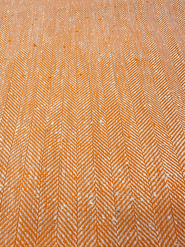 Vintage Fabric 1960s? Bright Peach White Herringbone Weave 88cm Wide