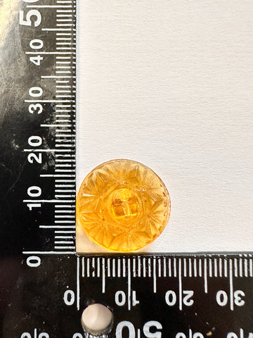 Vintage Button 1950s? Cut Glass in Yellow w/ Shank 18mm