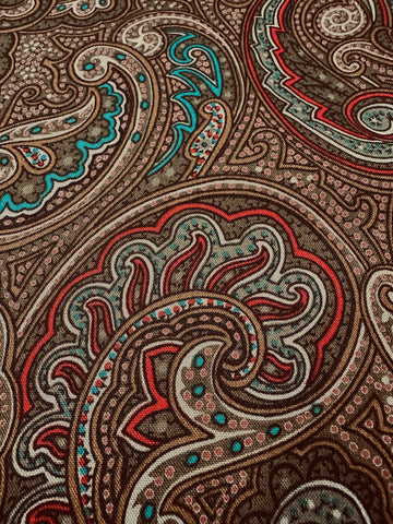 Vintage Fabric 1980s Dramatic Brown Paisley 104cm Wide