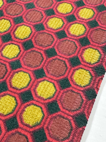 Vintage Fabric 1960s Cotton Pinwale Cord Retro Octagons 88cm Wide