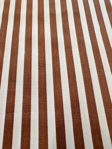 Vintage Fabric 1950s 1960s? Classic Chocolate Stripe on Crispy Cotton 88cm Wide