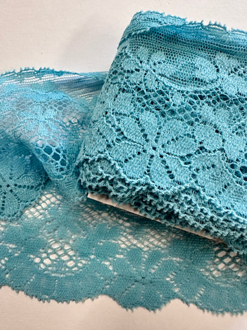 Vintage Trim Stretch Synthetic Lace 80s? 90s? Rich Sky Blue Lingerie 60mm Wide