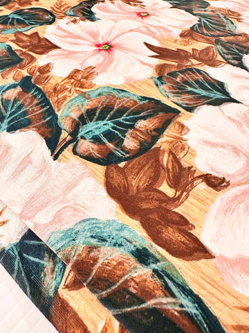 Vintage Fabric 1960s Romantic Floral Polished Cotton 88cm Wide