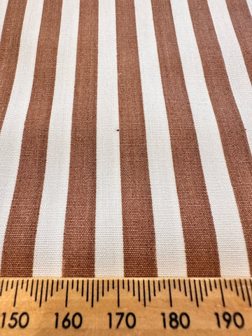 Vintage Fabric 1950s 1960s? Classic Chocolate Stripe on Crispy Cotton 88cm Wide