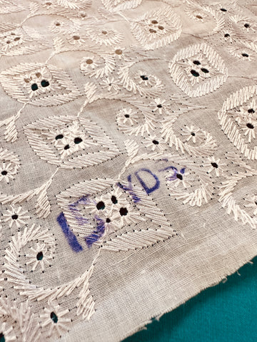 Vintage Fabric 60s 70s Light Weight Cotton Broderie Anglaise 82cm Wide