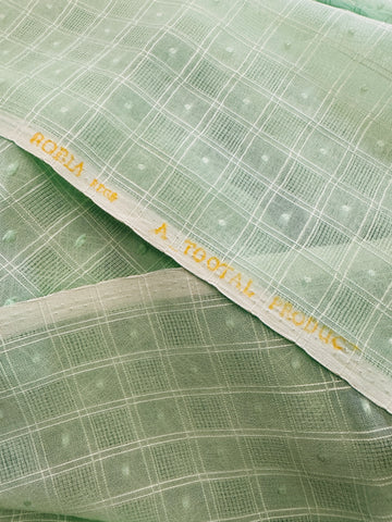 Vintage Fabric 1960s Tootal Robia Fancy Weave Dotted Swiss Cotton Pale Mint 88cm Wide