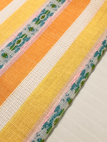 LAST PIECE Vintage Fabric 1960s Mod Stripe Textured Cotton 88cm x 50cm