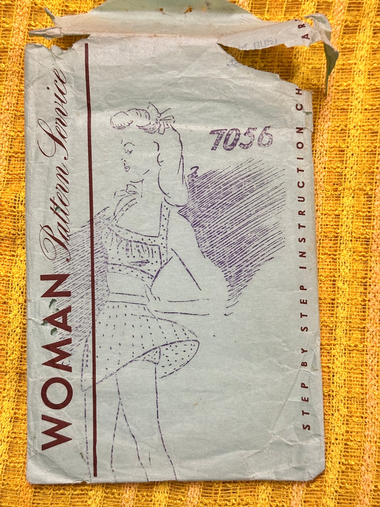 GIRLS PLAYSUIT OR SWIMMING ENSEMBLE: Woman Pattern Service Sewing Pattern 1940s 32” Bust Complete *7056