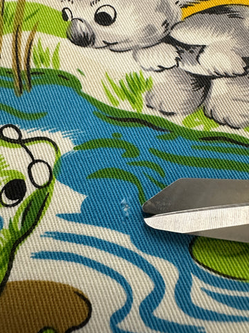 REMNANT Vintage Fabric Soft Furnishing Cotton Blinky Bill 1980s Pin Hole 49cm x 57cm