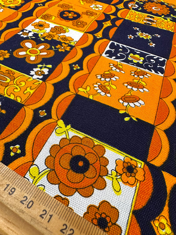 Vintage Fabric 60s 70s Wild Flower Power Cotton 90cm Wide