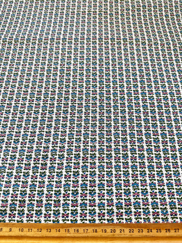 Vintage Fabric 1950s 60s Crispy Cotton w/ Small Buti Style Flowers 88cm Wide