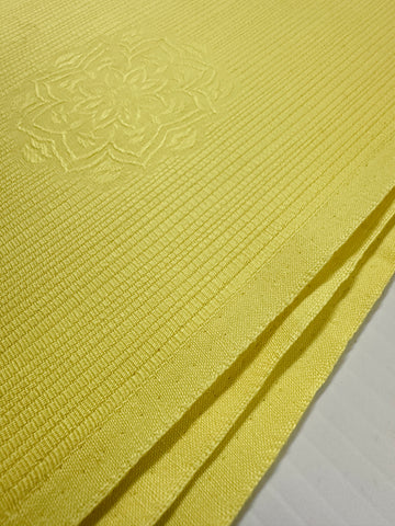 REMNANT: Vintage Fabric 1960s Lemon Yellow Cotton Pique w/ Embossed Flower 44cm x 43cm
