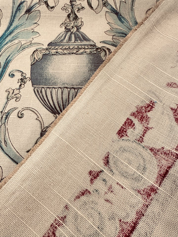 Vintage Fabric Giralda Pepe Penalver Spain Hand Printed Linen Cotton Upholstery 70cm Wide