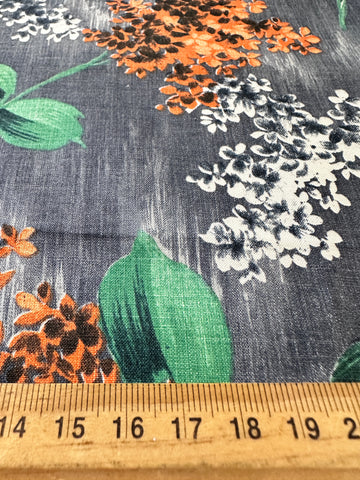 REMNANT Vintage Fabric Crisp Cotton 1950s MCM 44cm x 44cm