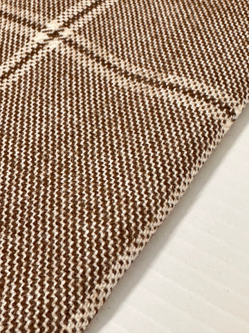 FAT QUARTER Vintage Fabric Wool Blend? 1960s Windowpane Check Plaid Browns 70cm Wide