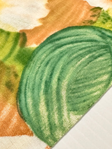 LAST PIECE Vintage Fabric 1960s Rich Amazing Balls? Fruit? & Flowers Cotton 88cm x 50cm