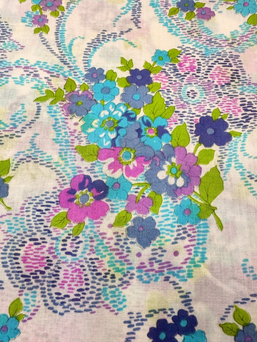 Vintage Fabric 1970s Hippie Boho Cotton Voile 88cm Wide