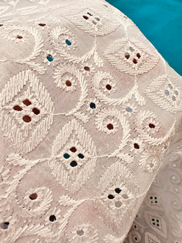 Vintage Fabric 60s 70s Light Weight Cotton Broderie Anglaise 82cm Wide