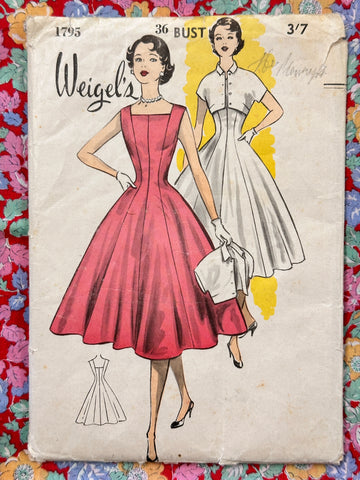 DRESS & BOLERO: Weigel’s Sewing Pattern 1950s Size 12? Bust 36 Uncut Unused *1795