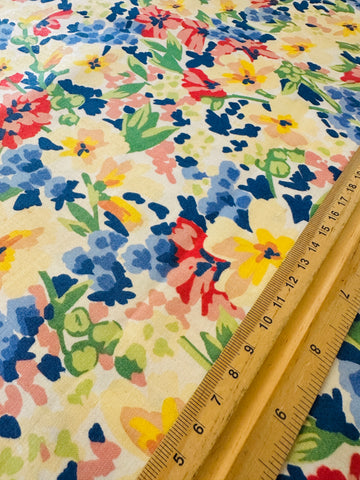 Vintage Fabric 1980s Bloomcraft Drapery Cotton Magnificent Bright Floral 124cm Wide