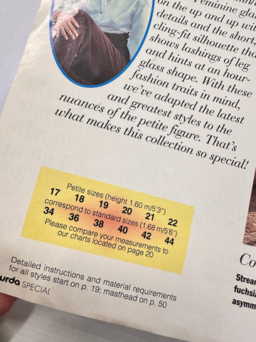 SPECIAL BURDA MAGAZINE FALL/WINTER ‘95/96: Petite Fashion Complete with Patterns