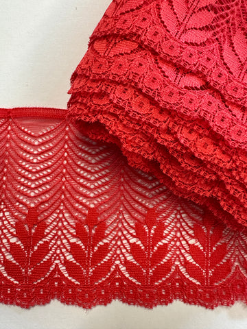 Vintage Trim Synthetic Lace 80s? 90s? Tomato Red Lingerie 85mm Wide