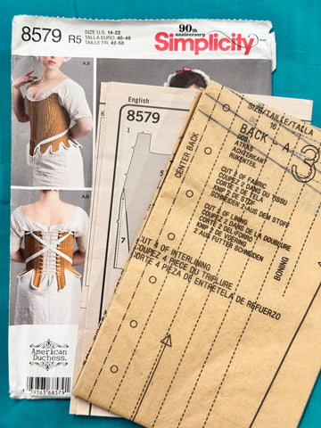 MISSES’ 18th CENTURY CORSET, SHIFT & PANNIERS: Butterick Making History Sewing Pattern Size 14-16-18-20-22 *8579