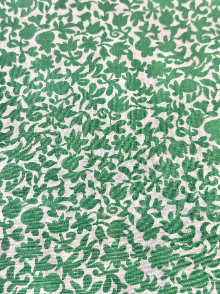 Vintage Fabric 1930s? 40s? Rare Tootal Namrit Cotton w/ Art Deco Green Simple Flowers 88cm Wide