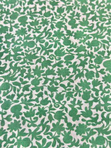 Vintage Fabric 1930s? 40s? Rare Tootal Namrit Cotton w/ Art Deco Green Simple Flowers 88cm Wide