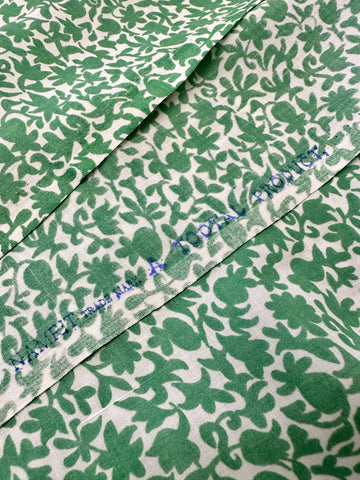 Vintage Fabric 1930s? 40s? Rare Tootal Namrit Cotton w/ Art Deco Green Simple Flowers 88cm Wide